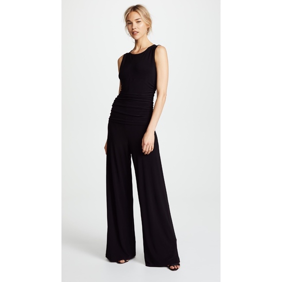 NORMA KAMALI Black Kamali Kulture Shirred Waist Jumpsuit - Picture 2 of 9